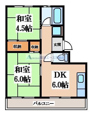 ハイツタカハシ(2DK/3階)の間取り写真