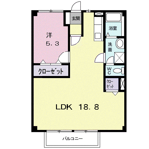 ヴィラマローネ(1LDK/2階)の間取り写真