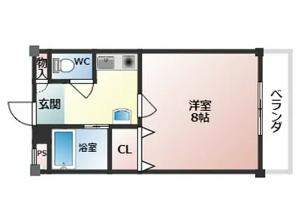 プロスパーハイツ古市(1K/6階)の間取り写真