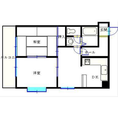 エクステンド清水町(2DK/5階)の間取り写真