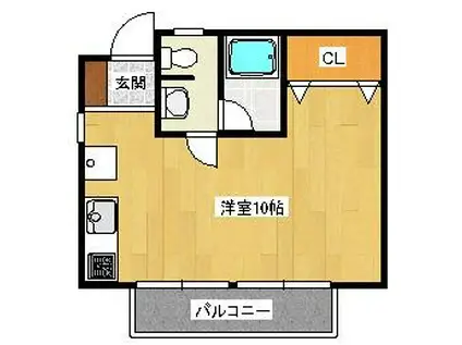 ベル出水(ワンルーム/2階)の間取り写真
