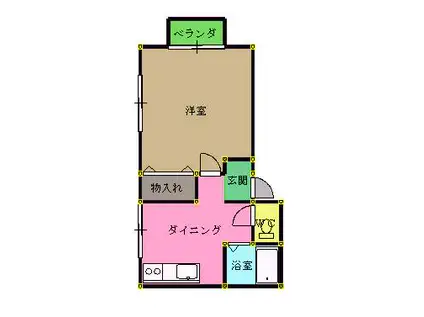 サニーハイツ(1DK/2階)の間取り写真