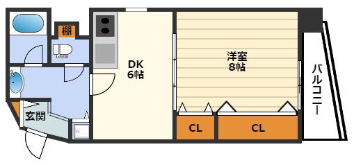 シェクララ(1DK/2階)の間取り写真