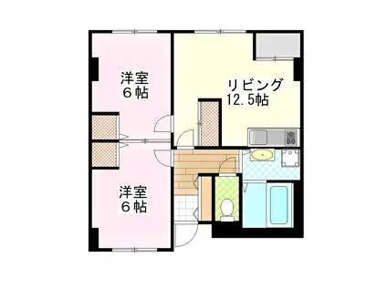 ハーティ西間門(2LDK/3階)の間取り写真