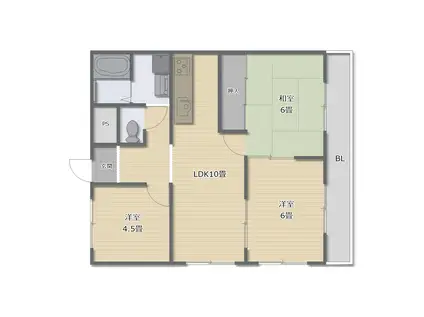 ジョイフル昭栄(3LDK/5階)の間取り写真