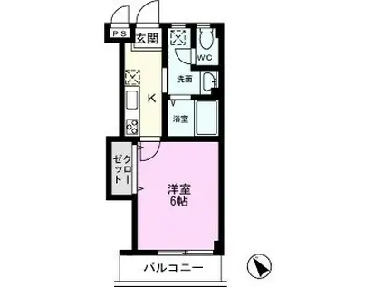 カーサグランデ(1K/2階)の間取り写真