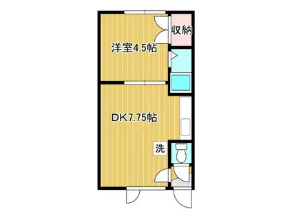 シャルム緑ヶ岡(1DK/1階)の間取り写真