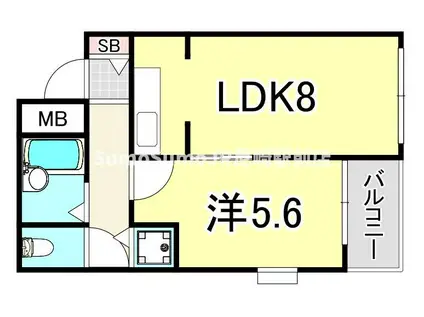 オーキッド武庫川(1LDK/4階)の間取り写真