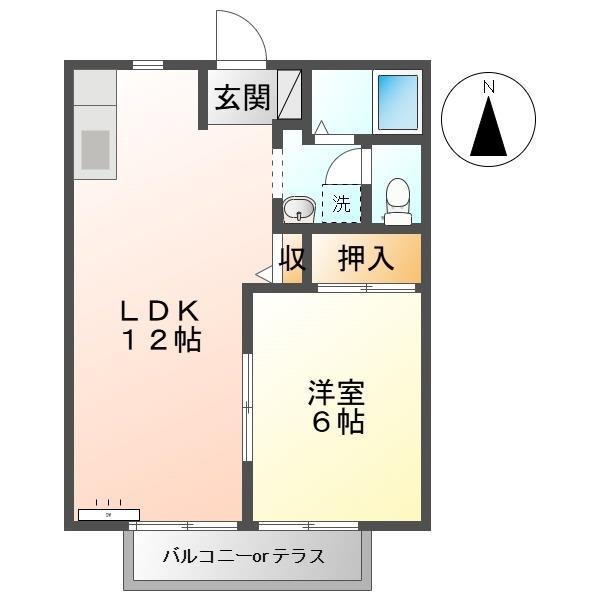 ぼくんち PARTII(1LDK/2階)の間取り写真