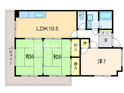 山内シャルム山口(3LDK/6階)の間取り写真