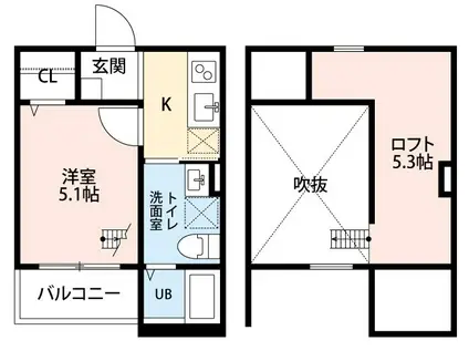 エアスト東中島(1K/1階)の間取り写真