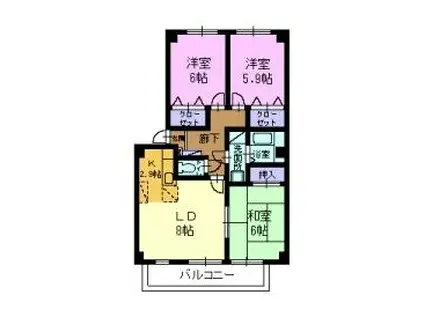 フォブールサウス(3LDK/2階)の間取り写真