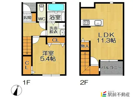TERRACE(1LDK/1階)の間取り写真