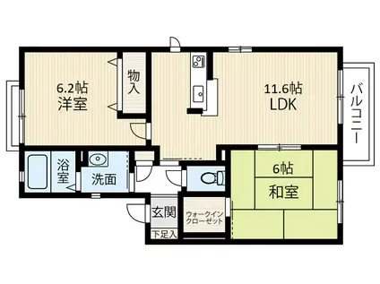 シャルムK A棟(2LDK/2階)の間取り写真