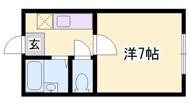 プランドール英賀保(ワンルーム/2階)の間取り写真