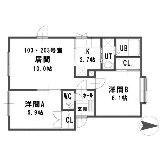 ルミエール 南9条(2LDK/1階)の間取り写真