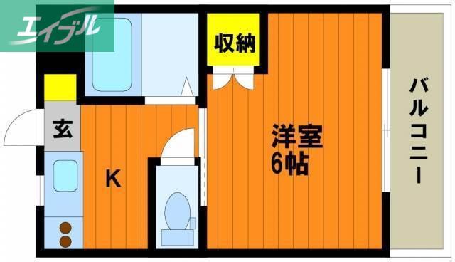 リトルハイム旭55号館(1K/2階)の間取り写真