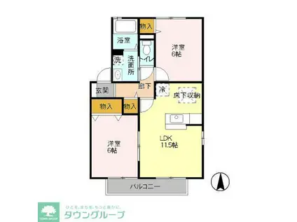 ヴェルクレール壱番館(2LDK/1階)の間取り写真