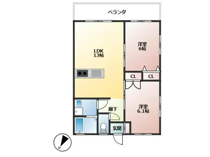 NICO GARDEN(2LDK/2階)の間取り写真