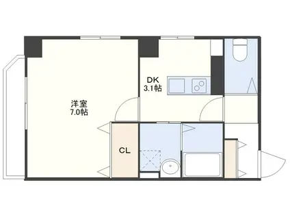 レジデンス筑後(1DK/6階)の間取り写真