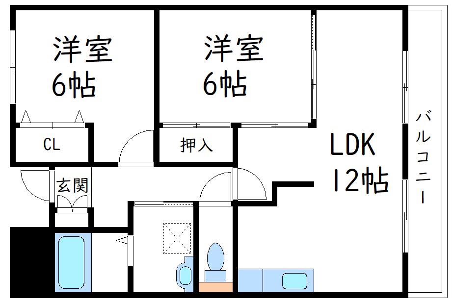 神辺中央マンション(2LDK/2階)の間取り写真