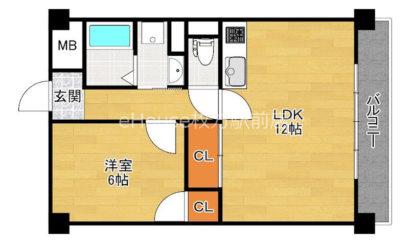 エルベくずは並木(1LDK/1階)の間取り写真