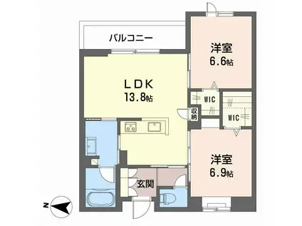 シャーメゾン ジー コート ホウゼンジ(2LDK/3階)の間取り写真