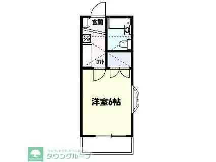 WOODBELLIIA(1K/1階)の間取り写真