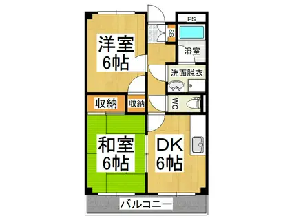 リンピアルネッサ(2DK/1階)の間取り写真