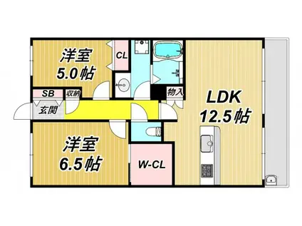 クラッシィハウス尼崎 GRAND PLACE(2LDK/3階)の間取り写真