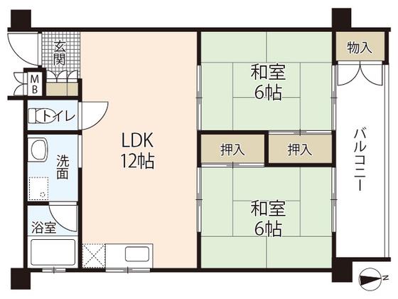 河村ビル(2LDK/3階)の間取り写真