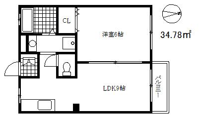 中山手ガーデンパレス D棟(1LDK/1階)の間取り写真