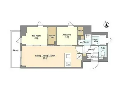 AIFLAT品川戸越パークサイド(2LDK/3階)の間取り写真