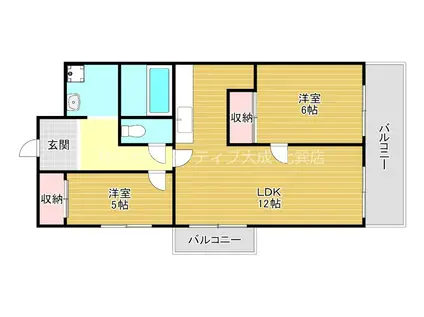 シティハイツ深江(2LDK/4階)の間取り写真