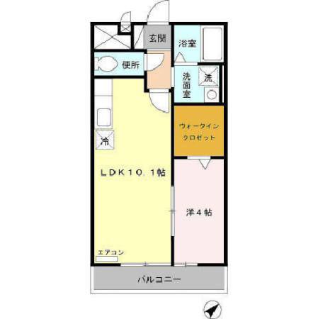 フラワータウン八木山(1LDK/2階)の間取り写真