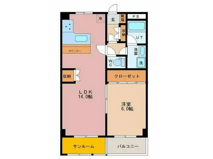 石金エクセレントビル(1LDK/3階)の間取り写真