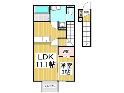 ラムール・シェモア(1LDK/2階)の間取り写真