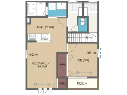 TS REVEA・B棟 A(1LDK/1階)の間取り写真