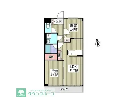 サニーエステート(2DK/5階)の間取り写真