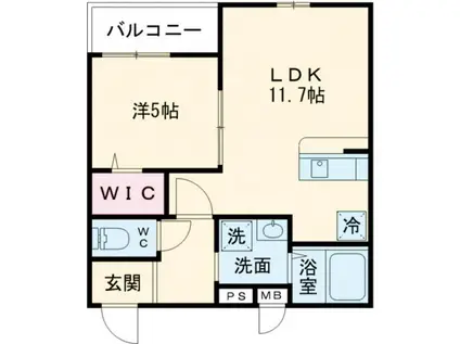 グランメゾンゆずり葉I番館(1LDK/2階)の間取り写真