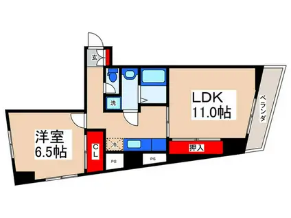 アクアヒルズ(1LDK/4階)の間取り写真