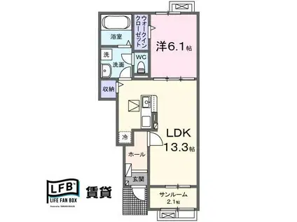ソラットI(1LDK/1階)の間取り写真