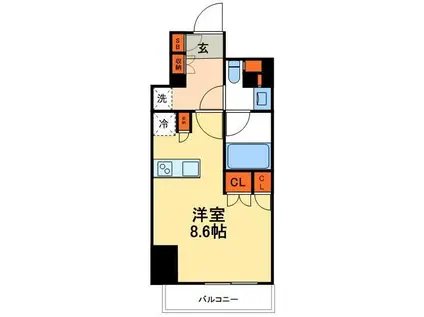 浅草田原町レジデンス(1K/13階)の間取り写真