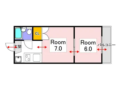 グランラビータ中仙道(2K/4階)の間取り写真
