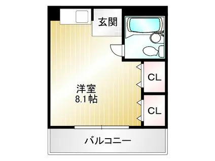 永手コスモハイツ(ワンルーム/2階)の間取り写真