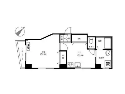 ZENビル(1DK/3階)の間取り写真