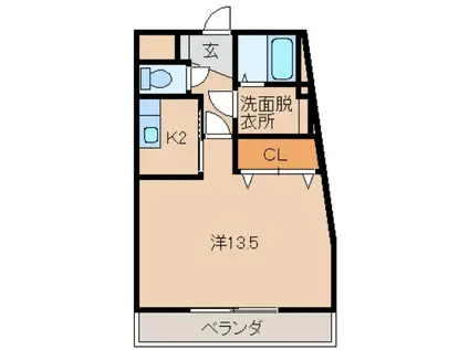 グラン・レーヴ(1K/3階)の間取り写真