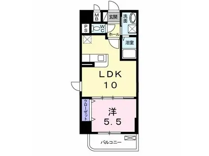 ヴァンベール西明石(1LDK/3階)の間取り写真
