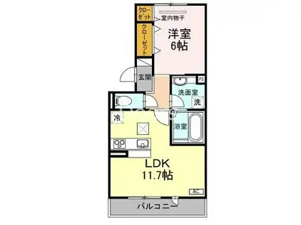 プランデュール KEI(1LDK/1階)の間取り写真