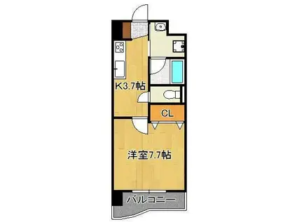 ニューシティアパートメンツ南小倉Ⅰ(1K/7階)の間取り写真